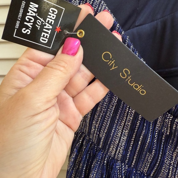 City Studio’s Women’s Sz 1 NEW Elegant Blue and Silver Halter Dress - Picture 12 of 13